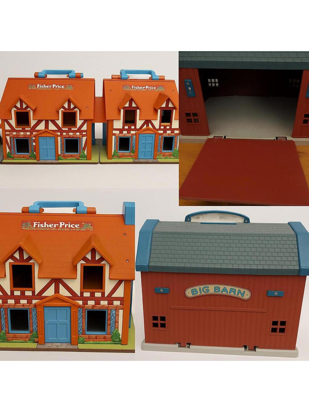 Vintage Fisher Price Playset Bundle | Tudor Houses, Big Barn, Animals